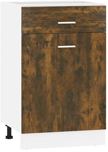 Eleganz Lyon Küchenunterschrank mit Schublade aus Räuchereiche 50x46x81,5 cm - Holzwerkstoff, Stauraumlösung für Moderne Küchen