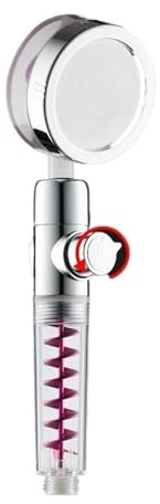 Shower Head Shower Head High Pressure Twin Turbocharged Handheld Turbo Fan Propeller One-Key Stop Massage Showerhead(Upgrade-Red)