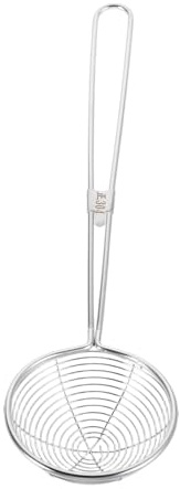 FUNOMOCYA Strainer en Acier Inoxydable, Tamis à Mailles Fines Grosse Capacité, Cuillère la Cuisine, Cuisson et Friture, Argenté