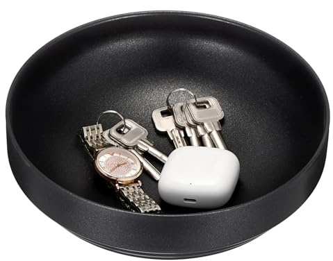 OLegei 21cm Keys Caddy Bowl, Small Black Entryway Keys Holder Dish | Stainless Steel, Coffee Table Centrepiece Decorative Tray, Catch All Bowl for Wallet, Earbuds, Car Keys, Coin, Jewellery