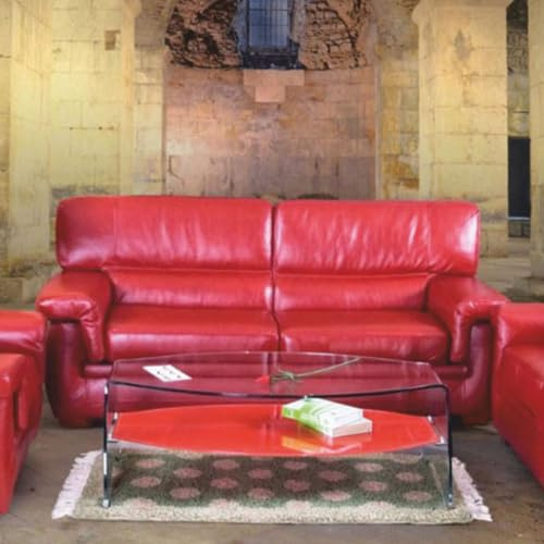 Casa Padrino Luxus Leder Schlafsofa Rot/Braun 200 cm - Echtleder Möbel