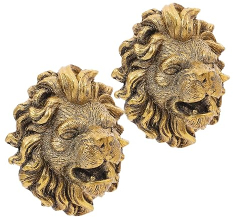 FESTFENDS 2pcs Wall Mounted Water Fountain Decor Lion Water Fountain Nozzle Head for Garden 2.40x2.17x1.50in Resin Artistic Classic Elegance Weather Resistant