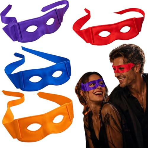 Patravious 4 Pcs Turtles Mask,Halloween Costume Eye Mask Cosplay Accessories Hero Masquerade Dress up Party- 4 Felt Eye Masks