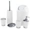 BATHROOM SET 6 PIECE ACCESSORY BIN SOAP DISH DISPENSER TUMBLER TOOTHBRUSH HOLDER (WHITE)