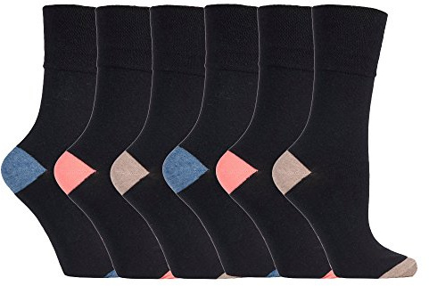 Gentle Grip NEW: 6 Pairs Ladies No Elastic Socks 4-8 uk, 37-42 eur (SOLRP08HT)