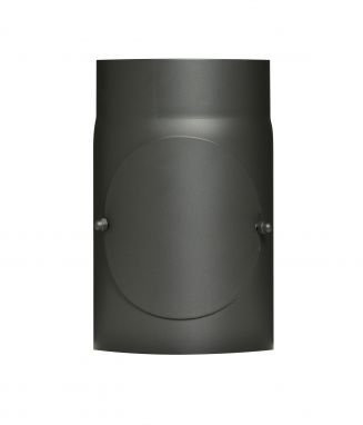 Tubo de estufa de acero de 2 mm de grosor (tubo de humo) de 150 mm de diámetro, para estufas y fogones, Senotherm, negro, 250 mm de largo con puerta de limpieza
