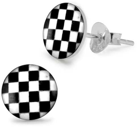 Monster Piercing Checker Logo Bild 925 Sterling Silber Ohrstecker