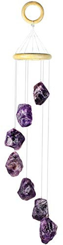 KYEYGWO Lila Achat Scheiben Geode Windspiel Sun Catcher KristallsteinGlockenspiel Artwork für Hausgarten Dekoration 40-50 cm