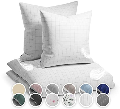 sleepwise Bettwäsche 200x200 Winter Bettwäsche 3tlg - ÖKO-TEX, Traumhaft Weich, Atmungsaktiv, Bügelfrei & Knitterfrei, Bettbezug Set aus weicher Mikrofaser mit 2X 80x80 cm Kissenbezüge, Weiß/ Grau