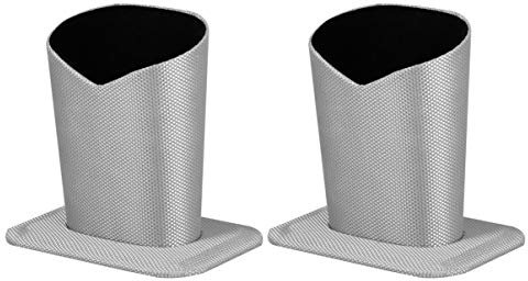 Healifty 2 x kratzfester Brillenhalter, aufrechtes Brillenetui mit weichem Stofffutter, schützender Brillenständer für Schreibtisch, Nachttisch, Beistelltisch, silber, 11.6*8.1cm