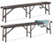 Relaxdays Bierbank 2er Set, Faltbare Partybank für Balkon & Garten, Kunststoff, Campingbank, 42,5 x 179 x 24,5 cm, braun