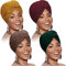 SATINIOR 4 Stück Afrikanisches Muster Kopfbedeckung Vorgebundene Haube Turban Knoten Mütze Kappe Hut (Braun, Dunkelrot, Dunkelgrün, Gelb)