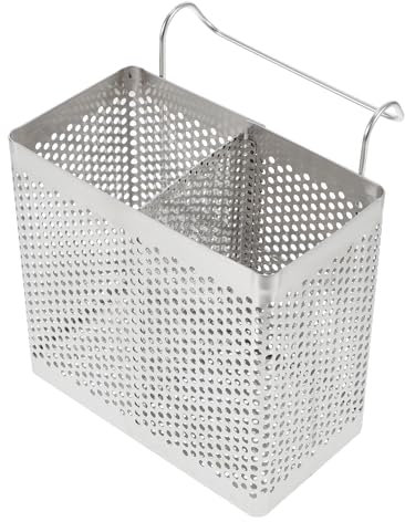Utensilios de cocina titular de acero inoxidable con 2 compartimentos cubiertos, tendedero, cesta vajilla, escurridor organizador con gancho para restaurante casa