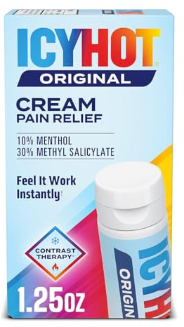 Icy Hot Original Pain Relief Cream, Fast-Acting Pain Relief with Menthol 10% and Methyl Salicylate 30%, Ice and Heat Contrast Therapy for Backaches, Joints, Muscle Strains and Arthritis, 1.25 oz