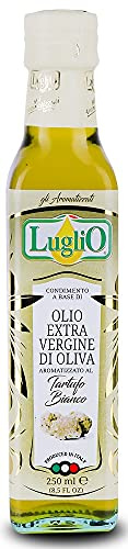 Olio Luglio - Weißes Trüffelöl (250 ml) | Extra Natives Olivenöl | Weiße Trüffelessenz | Kaltgepresstes | Glasflasche
