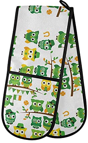 PUXUQU Ofenhandschuhe St. Patrick's Day Eule Topfhandschuh Oven Mitts Backhandschuhe Topflappen für Zuhause Küche Backen Kochhandschuhe