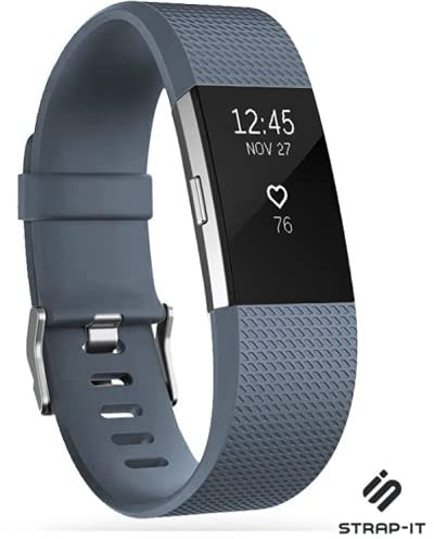 Strap-it silikon Blau - Passend für Fitbit Charge 2 - Armband für Smartwatch - Ersatzarmband
