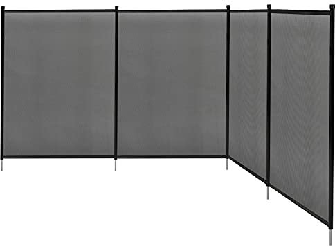 GYMAX 4 x 90 cm Schutzzaun für Schwimmbad, Poolzaun Teichzaun Gartenzaun aus Textilen & Aluminiumrohren, Pool Sicherheitsbarriere faltbar, inkl. Montageset, kindersicher & durchsichtig, Schwarz