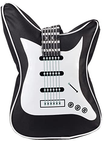 Hiler Punk E-Gitarre geformte Musiktasche Oxford Tuch Schulter Tote Bag Geldbörse Crossbody Handtasche für Frauen Mädchen (Schwarz)