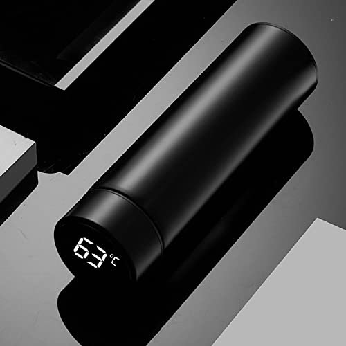 QIFFIY Vaso Termico Logo Personalizado Inteligente TERMOS Digital TERMOS DE Agua TEMPERA Temperatura Temperatura Temperatura TERMÁTICA Creativa Temas DE CAFÉ Tema Regalos Taza Termo (Color : Black)