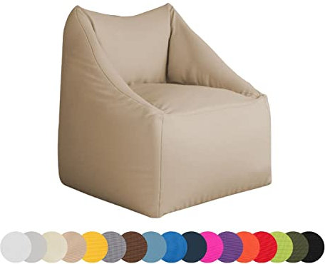 chilly pilley Sitzsack wasserdicht Sitzkissen Bodenkissen Sessel Gartenkissen mit Rückenlehne Sitz (Beige)