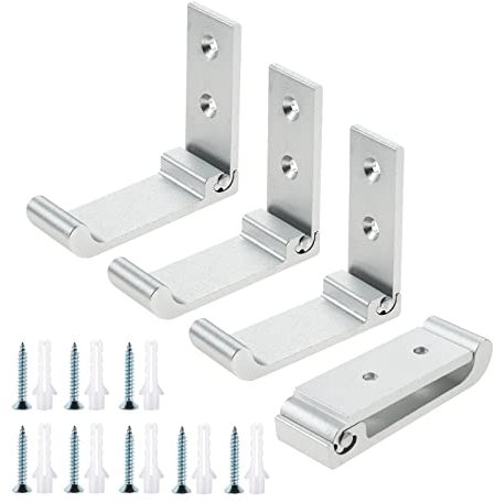 Aupoko 4 Stück Faltbare Wandhaken, Klapphaken, 90° Faltbare Haken, Kleiderhaken Klappbar für Wand Garderobe Küche Bad Büro Jacke Handtuch Schlüssel Taschen Kopfhörer, Silber