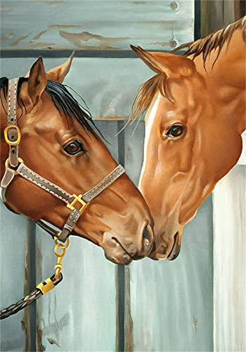 Diamond Painting, DIY Kinder Diamant Painting Bilder, Tierisches Pferd 5D Erwachsene Groß Vollbohrer Diamant Malerei Cross Stickerei Malerei Kits, für Wohnwand Wand Dekoration Geschenk 80x120cm
