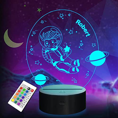 Lightzz Nachtlicht Kinder Personalisierte Geschenke Baby 3D LED mit Name Acryl Nachtlampe,16 Farben Fernbedienung,Raumdekoration Geschenk für Mädchen Jungen Frauen Geburtstag Weihnacht (Astronaut)