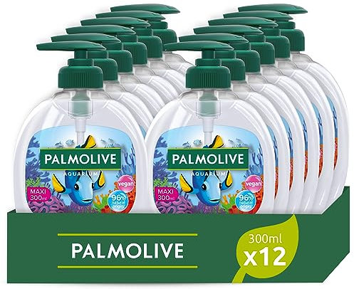 Palmolive Flüssige Handseife Aquarium 12 x 300 ml I Schutz vor Bakterien I Vegan | 97% mit biologisch abbaubarer Formel | Inhaltsstoffe 96% natürlichen Ursprungs * Dermatologisch getestet