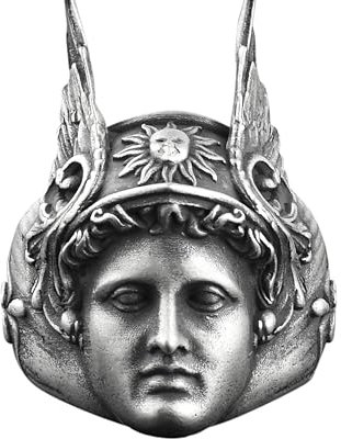 BySilverStone Jewelry Silberring Für Herren – Hermes Mit Flügel Und Caduceus-Ring, Einzigartiger Fantasy-Herrenring Aus Oxidiertem Silber, Ring Aus Der Antiken Griechischen Mythologie Für Herren,