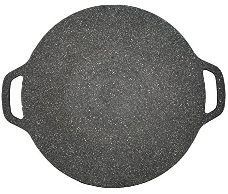 Focket Korean BBQ Grill Pan, Non Stick Round BBQ Griddle with Double Handles And Canvas Bag, Material 6 Layer Coating, Nonstick Grill Pan for Both Home And Outdoor Stoves (30cm)
