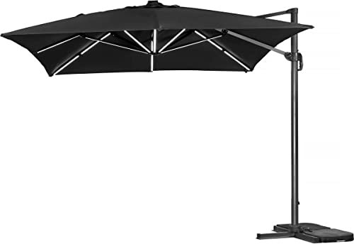 Parasol Jardin déporté LED alu Sun 3 Luxe 3 x 3 m - Noir