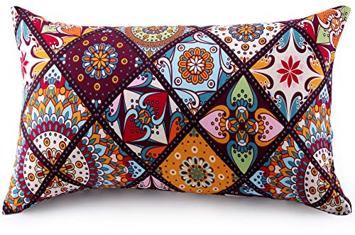 ATsense 2er Set Kissenbezug 40 x 70 cm, 2 Stück - 100% Baumwolle, Bunt Kopfkissenbezug mit Reißverschluss, Superweicher Premium und Hypoallergen, ÖkoTex Super Bequemer Kissenhülle（Böhmen，Paisley）