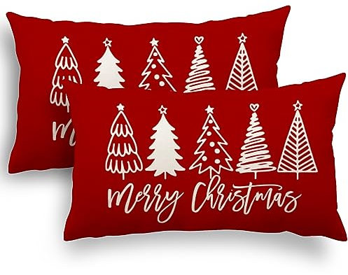 YCOLL Natalizi per Divano Federe Cuscini Natalizi Cotone Biancheria Federe Cuscini Divano 30x50 2 Pack Cuscini per Divano per Decorazioni Natalizie