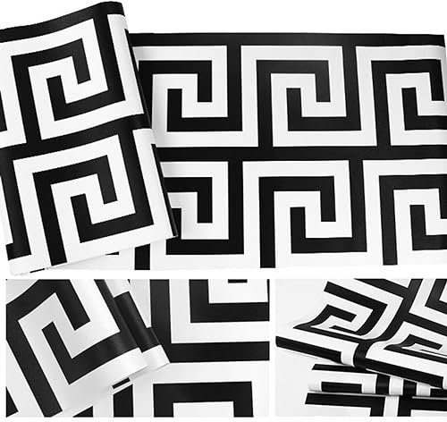 Nicht selbstklebende Retro-Tapete, Rückseitentapete, 0,53 x 10 m, TV-Hintergrund, Veranda, Tür, Schlafzimmer, Wohnzimmer, Dekoration, Tapete (Schwarz-Weiß)