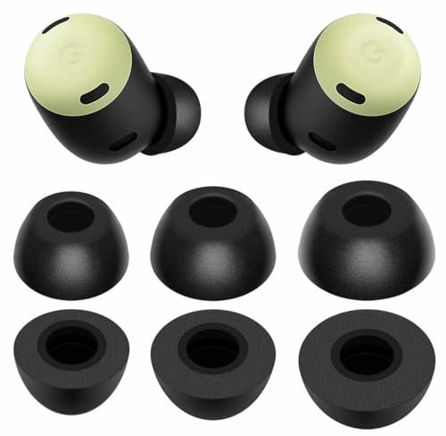 IiEXCEL Memory Foam Compatible with Pixel Buds Pro Ear Tips, 3 Pairs Cancel Noise Fit in Case Comfortable No Silicone Pain EarTips Accessories Compatible with Google Pixel Buds Pro - S/M/L Black