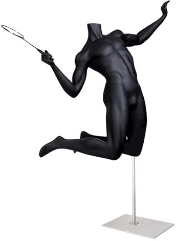 BBHW Schaufensterpuppe Sportschaufensterpuppenkörper mit Metallsockel, Männlicher Oberkörper in Kleiderform, Kopfloses Basketball-Badminton-Dummy-Modell, Schaufensterpuppenständer (Color : Badminton)