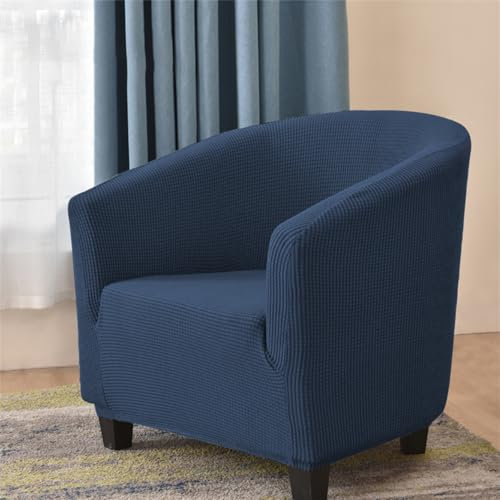Highdi Sesselschoner Clubsessel 1 Sitz Einfarbiges Jacquard Stretch Sesselhusse Tub Chair Sesselüberwürfe Waschbar Universal Stuhlbezüge für Café, Bar, Büro, Empfang (Navy Blau)