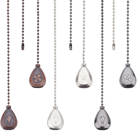 CRASPIRE 6 Stile Bronzo Ventilatore da Soffitto Tirare Catena Prolunga Fan Lampadina Ciondolo con Ciondolo Decorativo Regolabile Prolunga Connettore Sfera Perlina Cavo di Ricambio Ornamenti Appesi