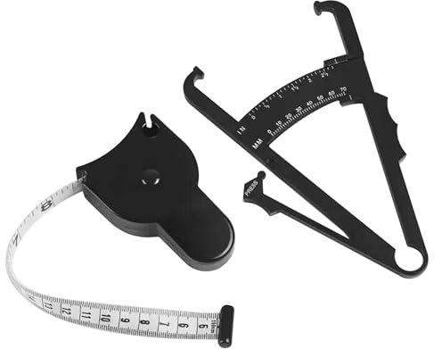 Body Fat Caliper and Measuring Tape Set – Body Fat Tester Measuring Device for Women Skinfold Caliper for Body Composition Analysis, Accurately Measuring BMI