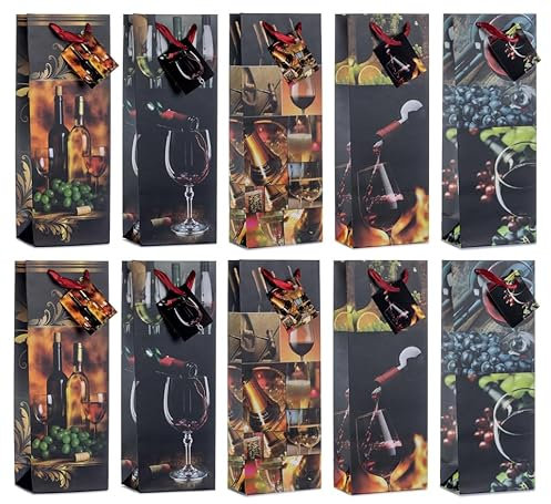 Laro Premium-Line Grosse Sekt Weinflaschentüten Geschenktaschen Flaschentüten 10-100 Stk Collage, Anzahl:20, Muster Tüten:Collage