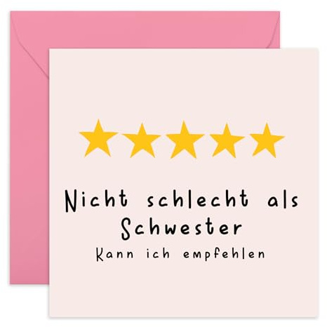 Central 23 Geburtstagskarte Für Schwester – NICHT SCHLECHT ALS SCHWESTER – Lustige Geburtstagskarten Für Frauen – Geschenk Schwester Geburtstag – Mit Aufklebern
