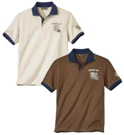 ATLAS FOR MEN - 2er Pack Poloshirt Herren - Poloshirt Herren mit Aufdruck - Herren Polos Kurzarm - Polo Herren - In großen Größen erhältlich