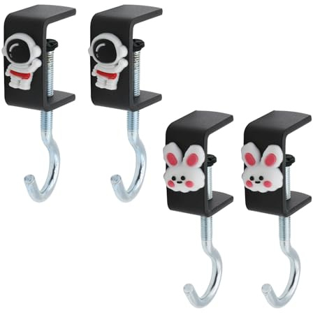 Lxoraziy Set of 4 Purse Hook for Table, Adjustable Metal Under Desk Clamp Hook, Portable Heavty Duty Handbag Hangers, for Storage, Table/Desk, Restaurant Office Coffee Shop, for Women/Girlsr