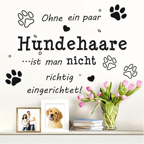TOARTI Wandaufkleber Hundeliebhaber Zitate Wandtattoo Schwarz (BxH) 90 x 30 cm Wandtattoo Wohnzimmer Sprüche zitate Wandsticker Flur und Diele Spruch Aufkleber selbstklebend Sticker