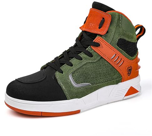 JiuQing Scarpe da Equitazione per Moto Stivali da Moto da Strada per Uomo Sneakers Antiscivolo con Cerniera Laterale,Verde,43 EU