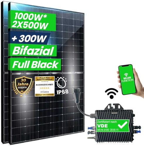 CamperGold® 1000W Balkonkraftwerk Bifazial Komplettset Photovoltaik Solaranlage mit 800W WIFI Wechselrichter Smart Mini PV Anlage