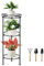 Chostky Soporte para plantas de 3 niveles para interior y exterior, maceta de metal, soporte para plantas, resistente y resistente, soporte para plantas redondo inoxidable con accesorios de jardín