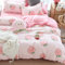 Michorinee Housse de Couette Kawaii 200x200 Rose avec 2 Taies d'oreiller 65x65 cm - Parure de Lit Imprimée Pêche en Microfibre - Linge de Lit 2 Personnes Adulte avec Fermeture Éclair