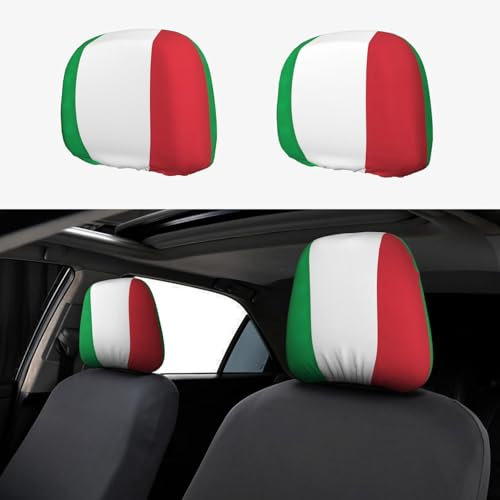 TTYDOKLA Autositzbezug mit italienischer Flagge, Polyester-Kopfstützenbezüge, bequemes und stilvolles Autositz-Set